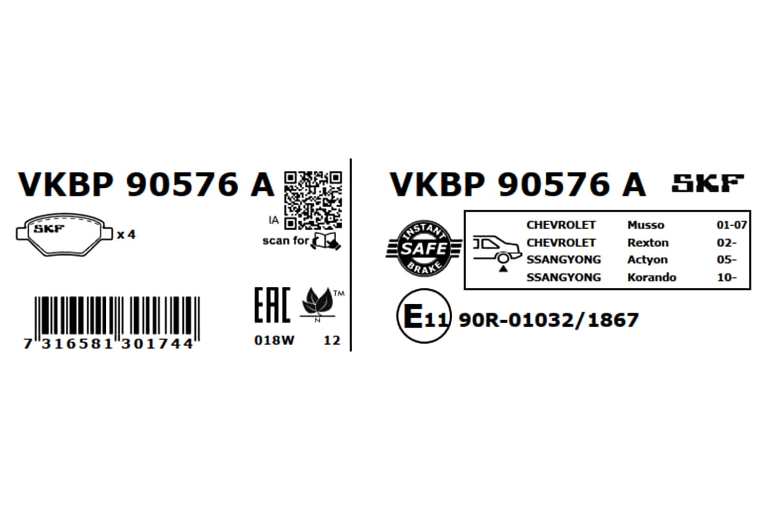 Placute frana SKF VKBP90576A